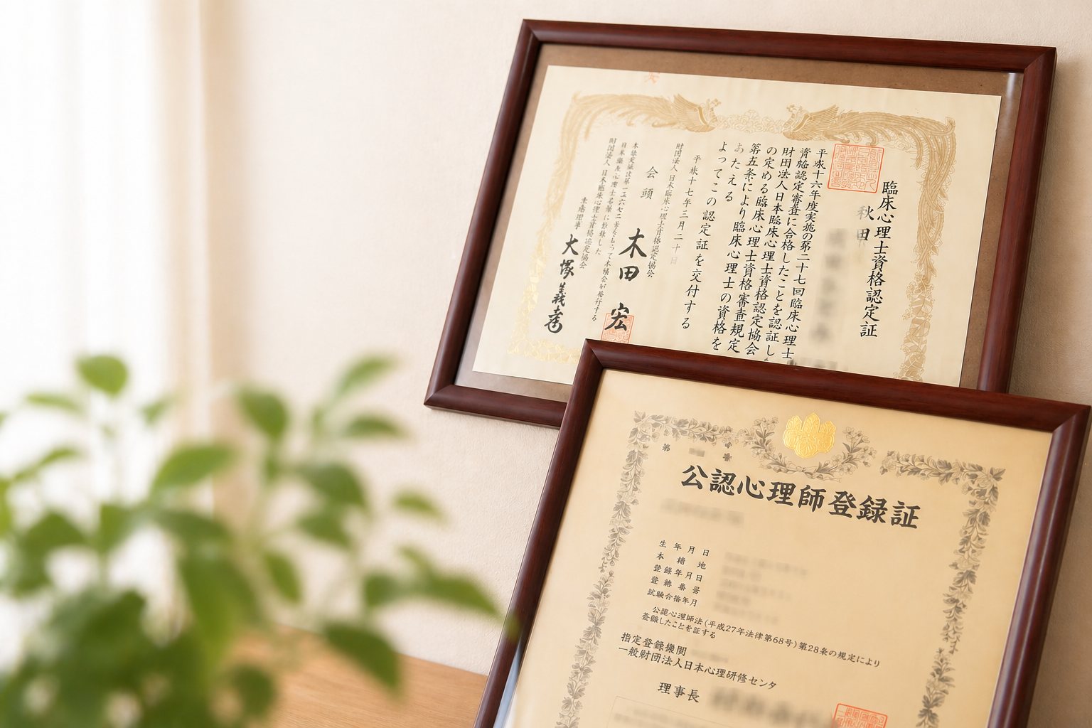 臨床心理士・公認心理師の資格証
